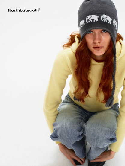 Pom Pom Fair Isle Elephant Earflap Women&