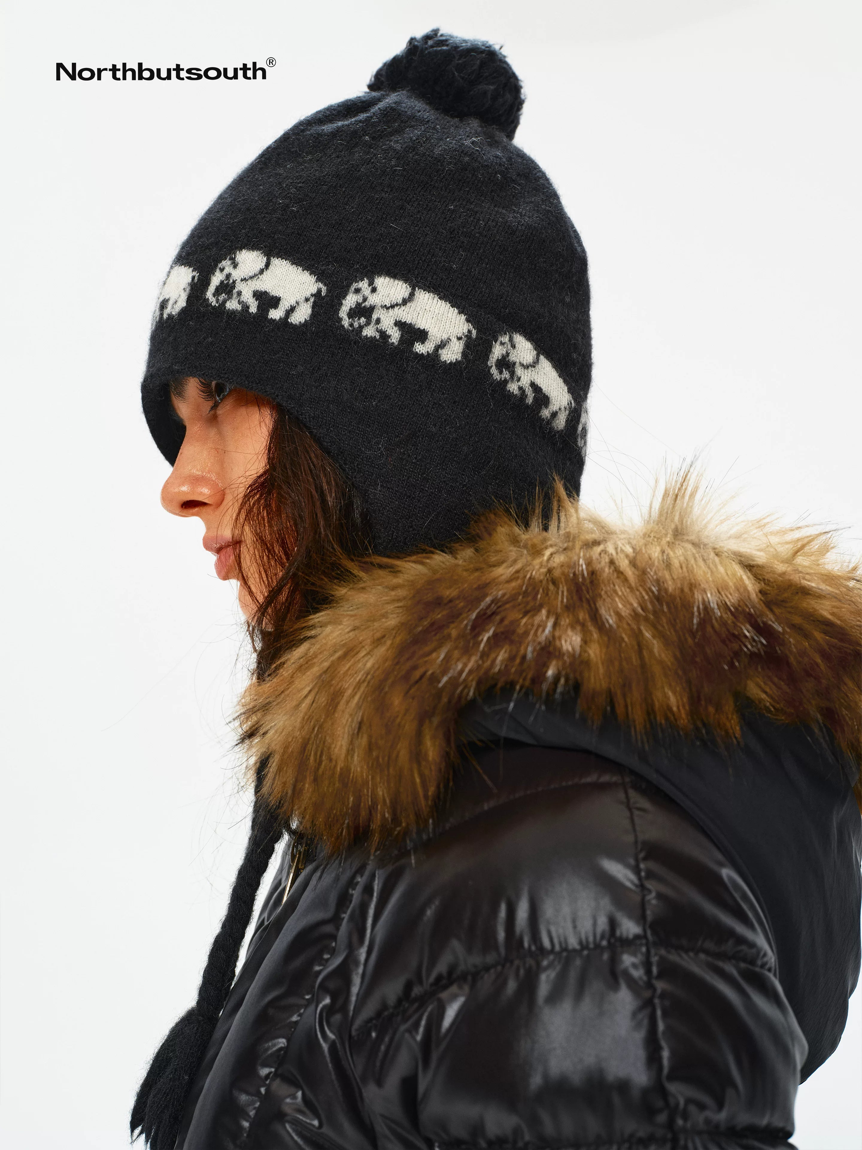 Pom Pom Fair Isle Elephant Earflap Women&