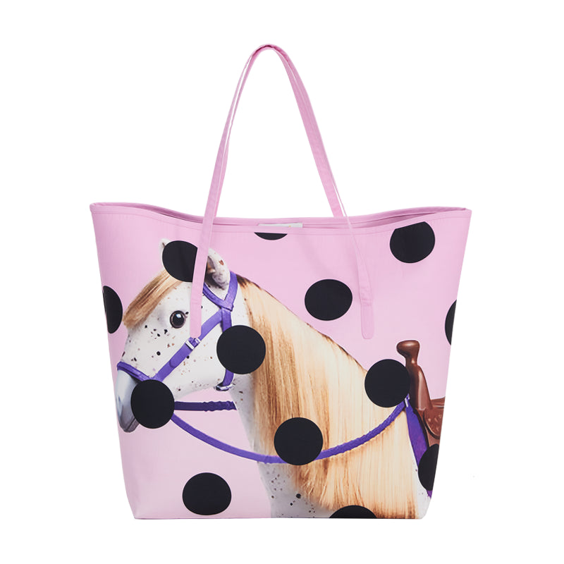 YOSHUYUKI Polka Dot Pony Print Tote Bag