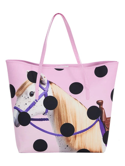 Polka Dot Pony Print Tote Bag