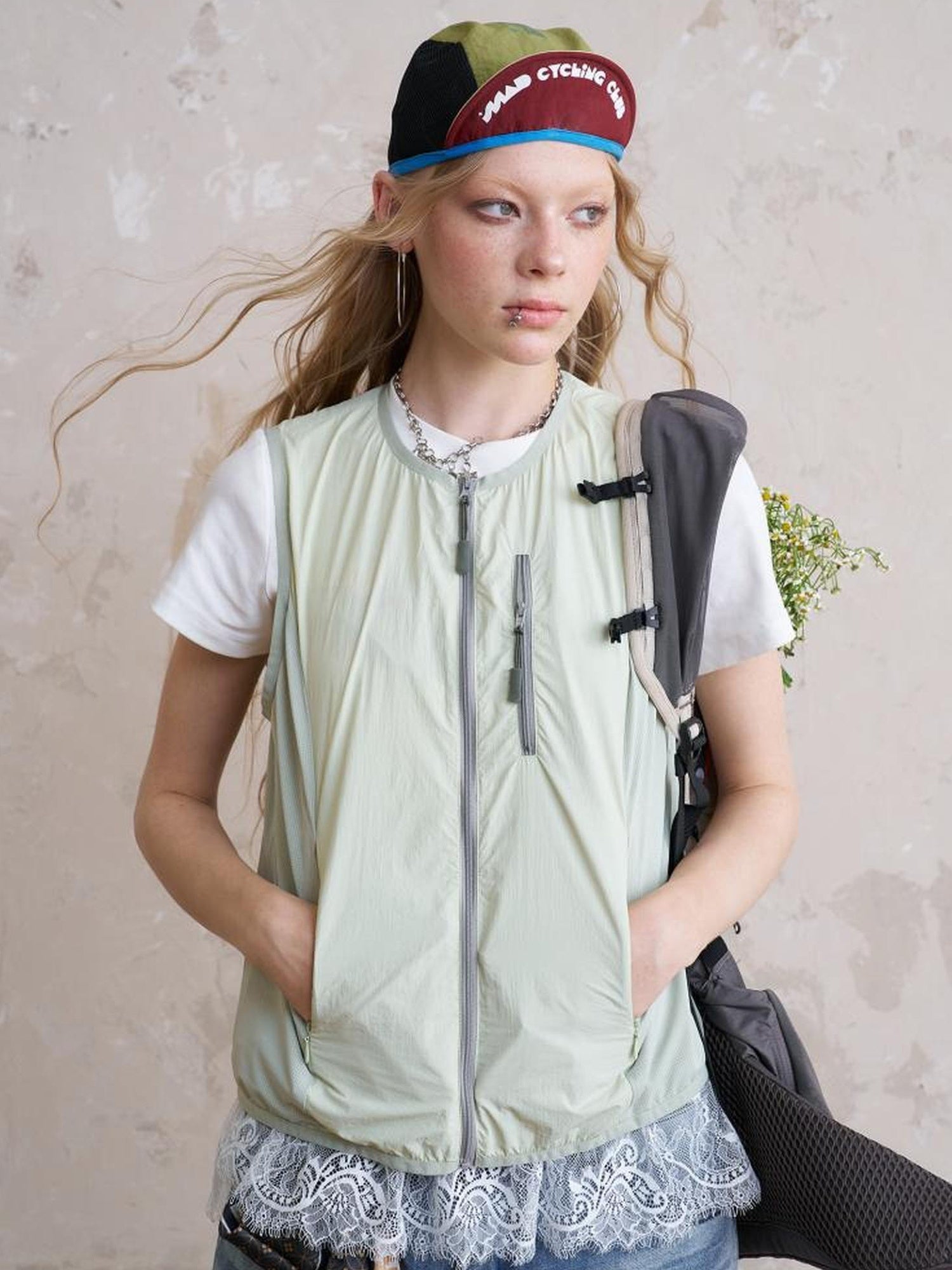 DIDDI MODA Pop Bow Sunproof Spliced Vest