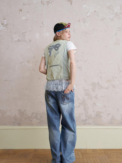 DIDDI MODA Pop Bow Sunproof Spliced Vest