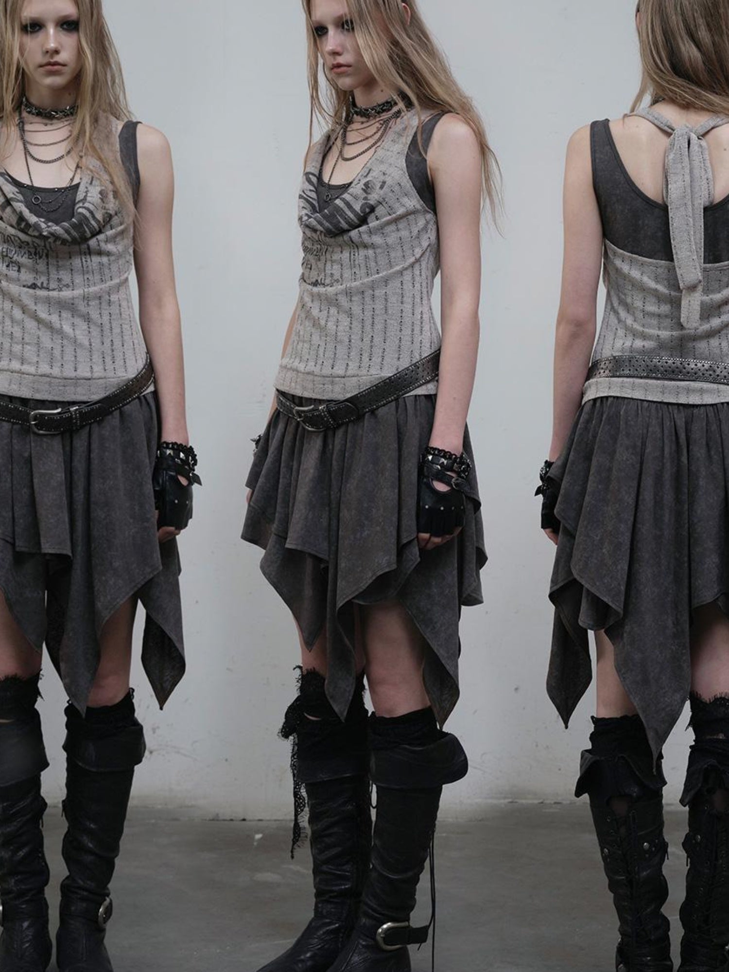 Post-Apocalyptic Punk Patchwork Asymmetrical Dress