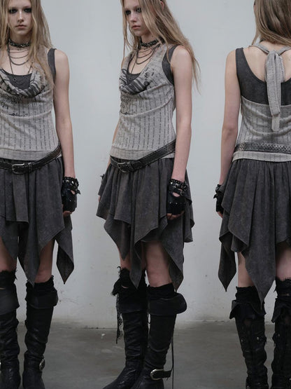 Post-Apocalyptic Punk Patchwork Asymmetrical Dress