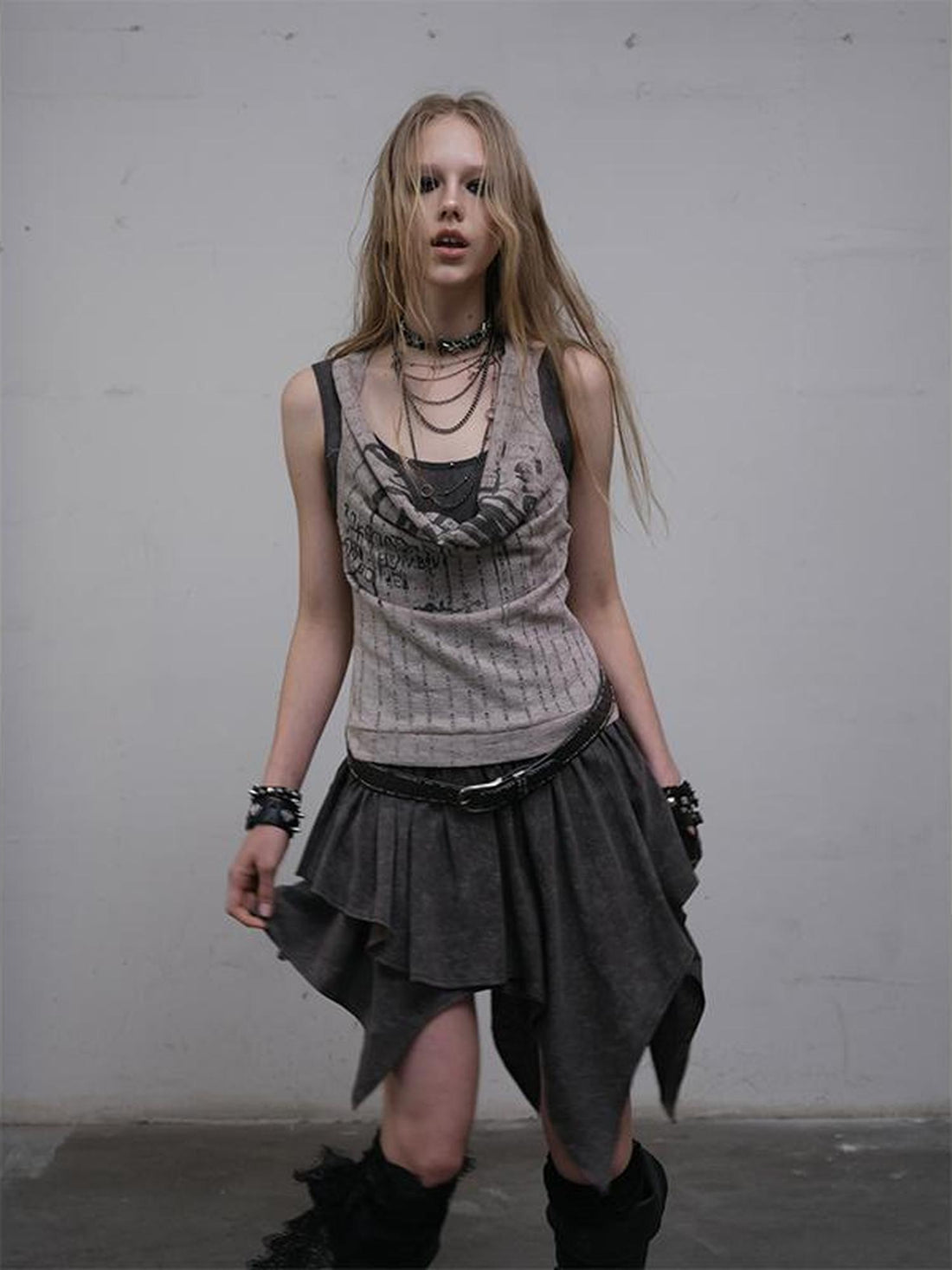 Post-Apocalyptic Punk Patchwork Asymmetrical Dress