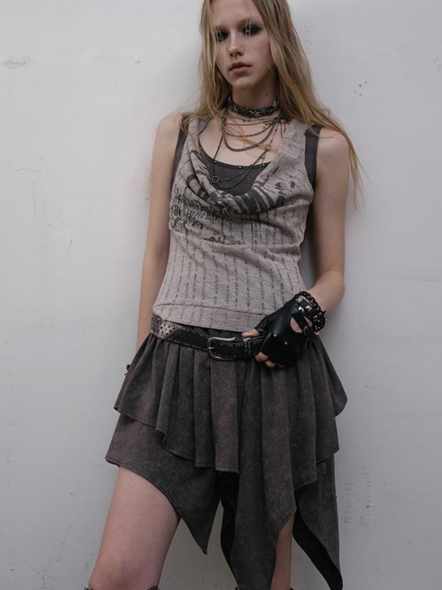 Post-Apocalyptic Punk Patchwork Asymmetrical Dress