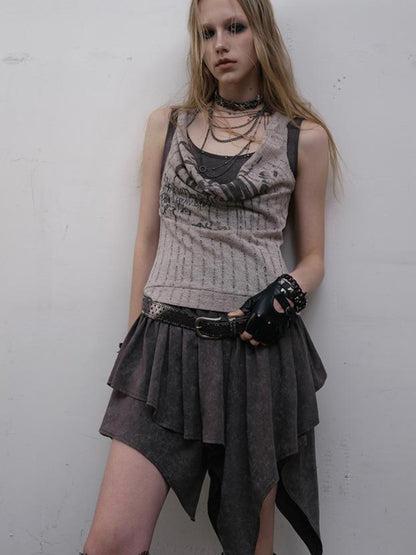 Post-Apocalyptic Punk Patchwork Asymmetrical Dress