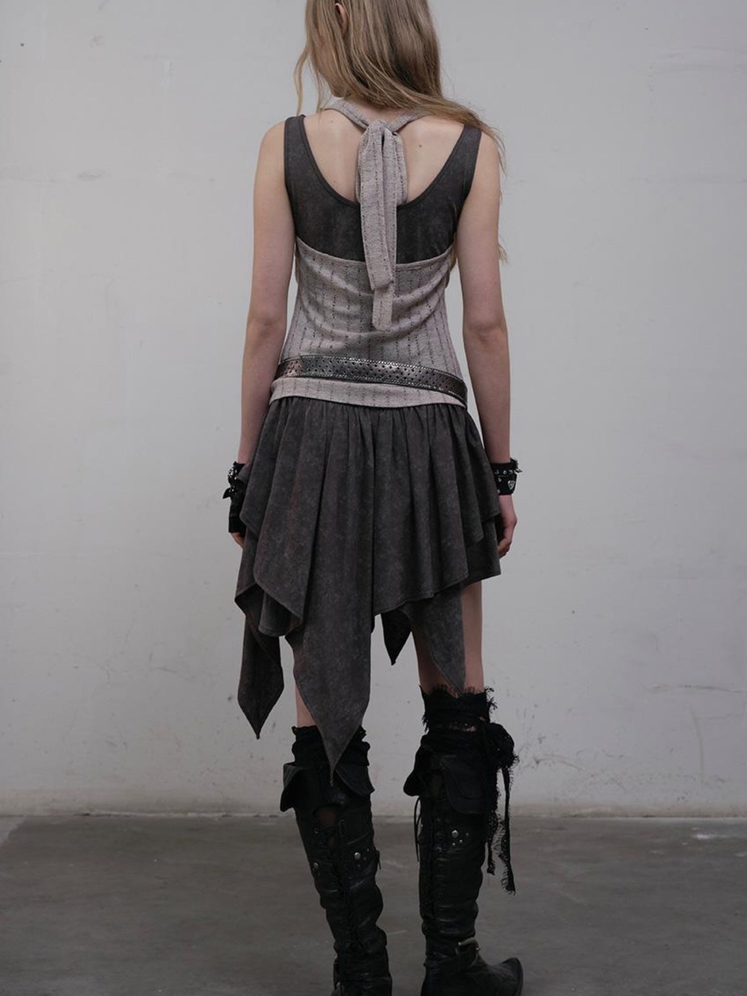 Post-Apocalyptic Punk Patchwork Asymmetrical Dress