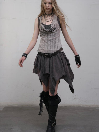 Post-Apocalyptic Punk Patchwork Asymmetrical Dress