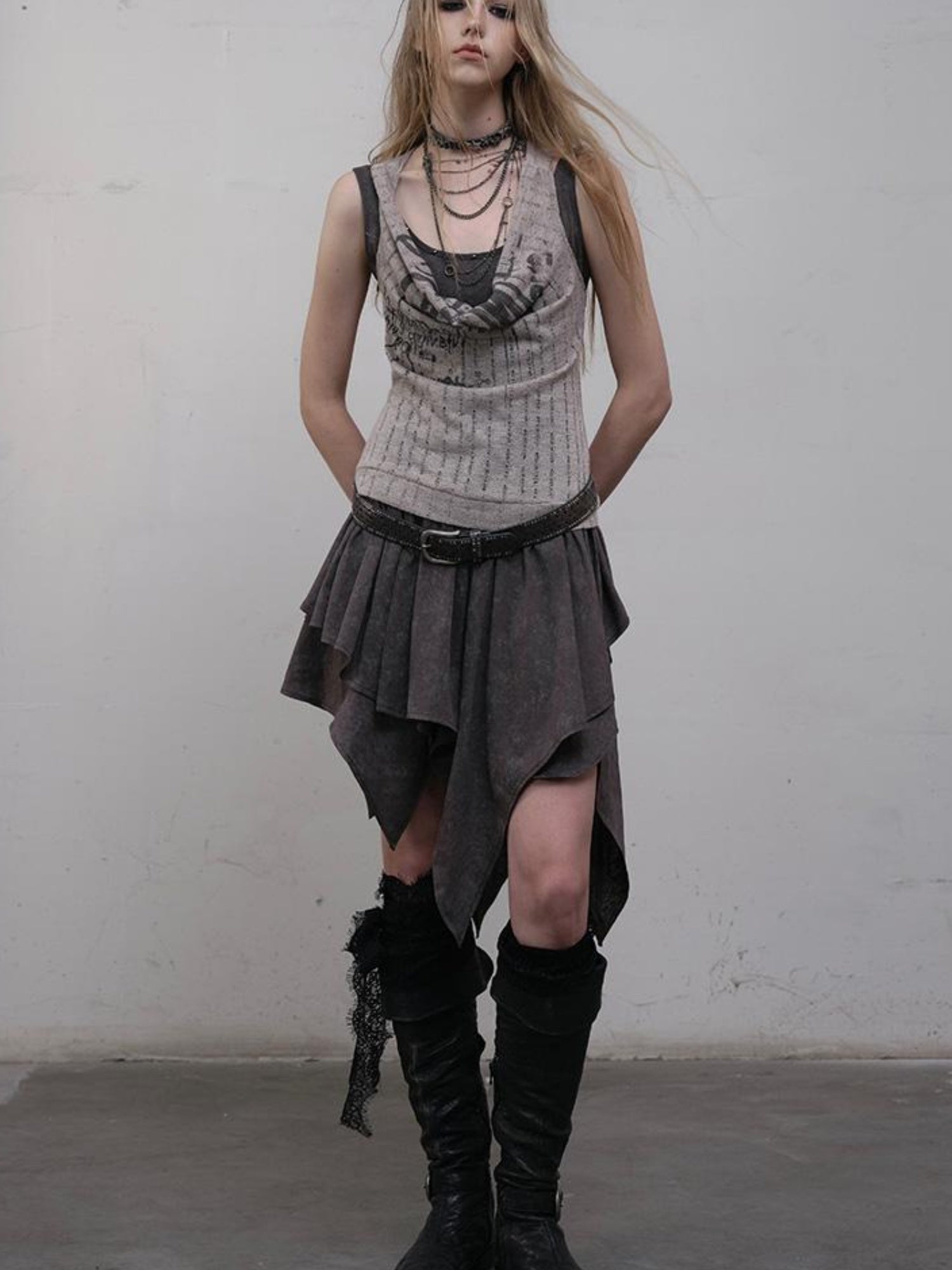 Post-Apocalyptic Punk Patchwork Asymmetrical Dress