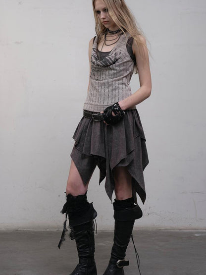 Post-Apocalyptic Punk Patchwork Asymmetrical Dress