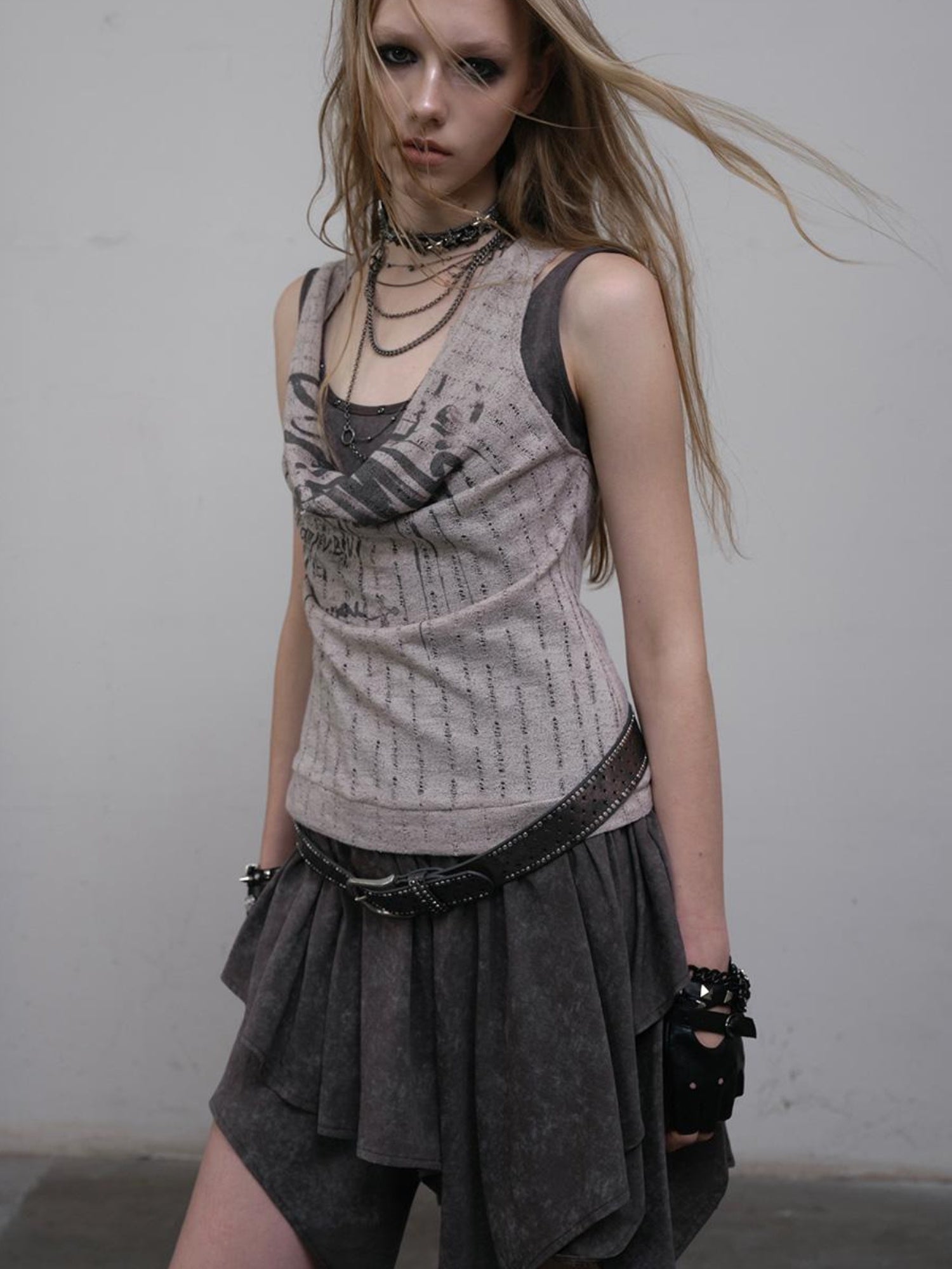 Post-Apocalyptic Punk Patchwork Asymmetrical Dress