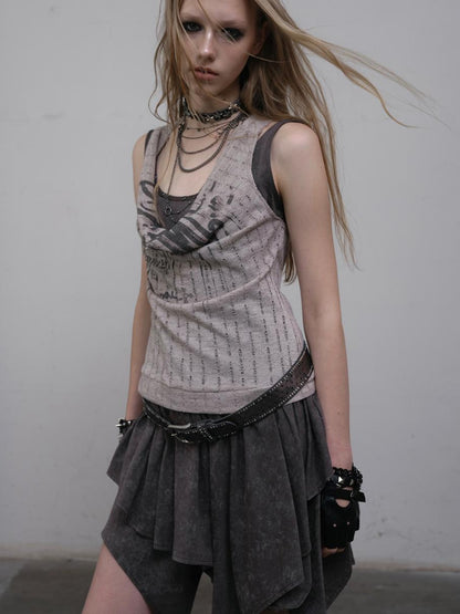 Post-Apocalyptic Punk Patchwork Asymmetrical Dress