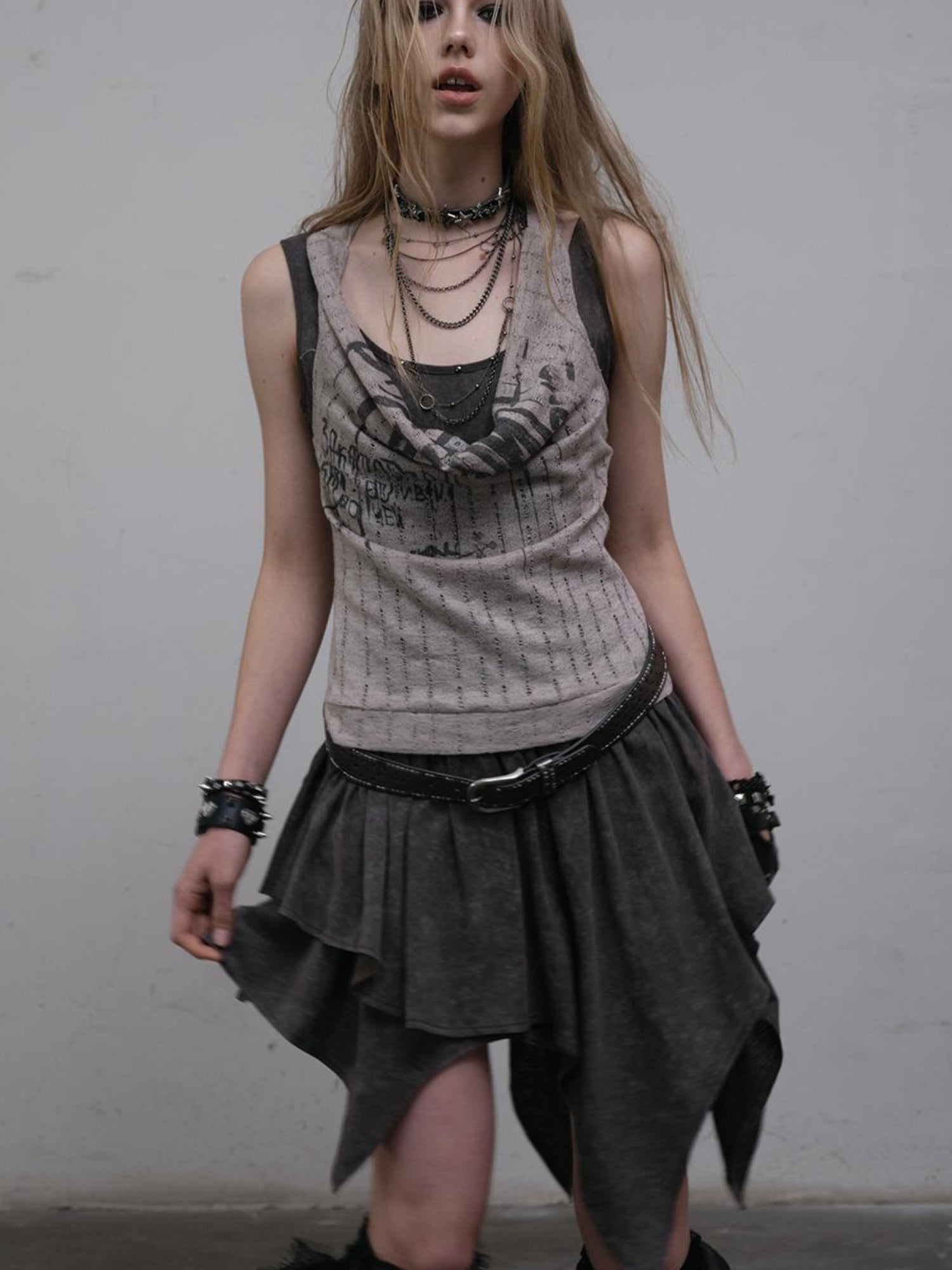 Post-Apocalyptic Punk Patchwork Asymmetrical Dress