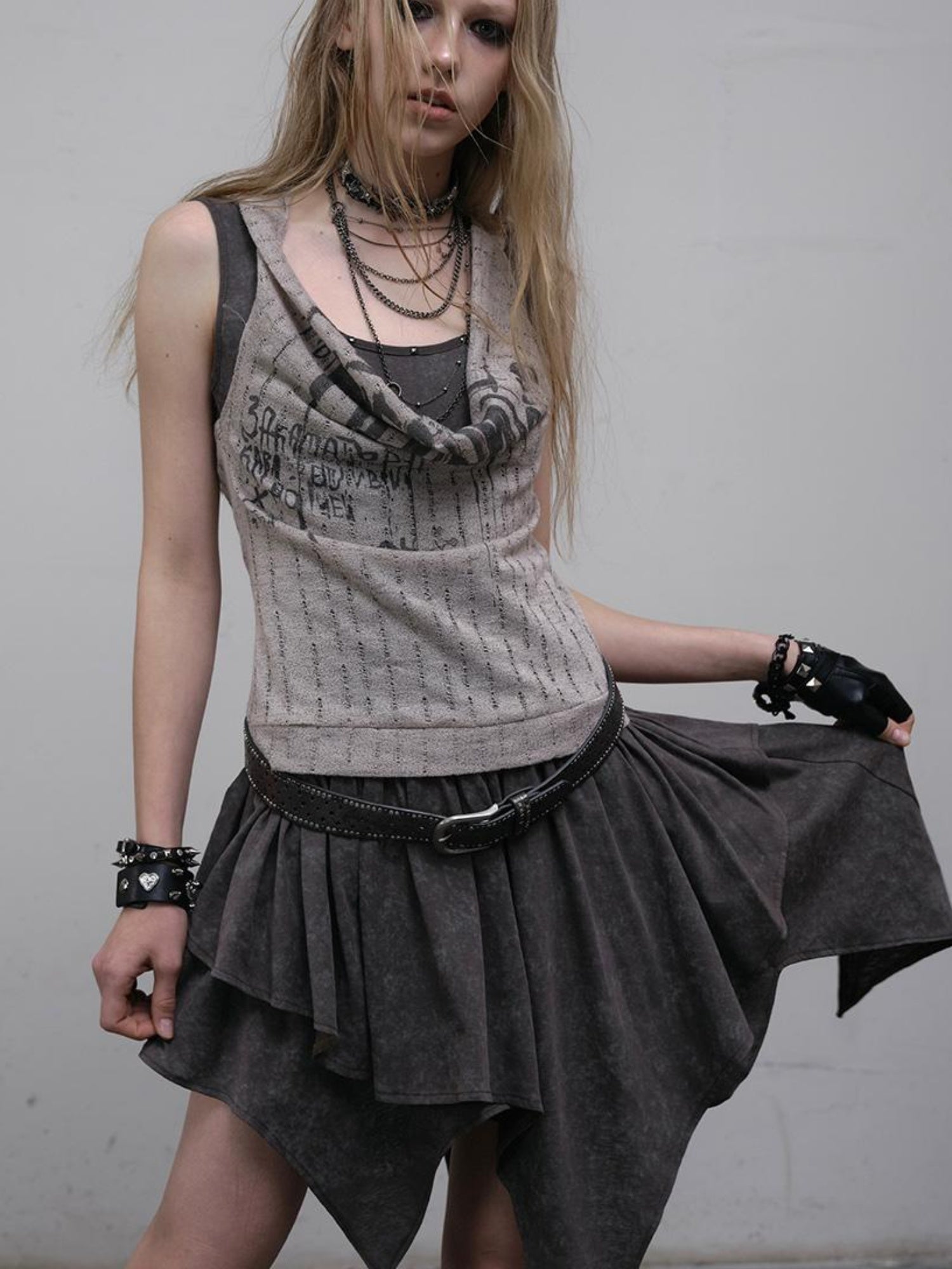 Post-Apocalyptic Punk Patchwork Asymmetrical Dress