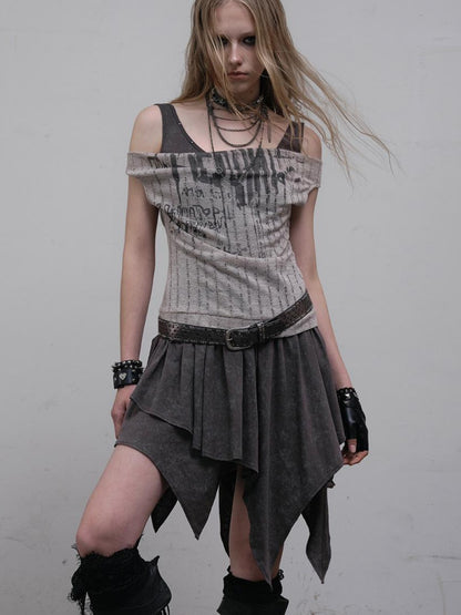 Post-Apocalyptic Punk Patchwork Asymmetrical Dress