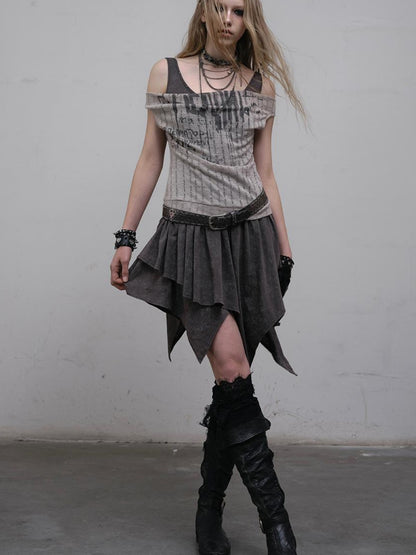 Post-Apocalyptic Punk Patchwork Asymmetrical Dress