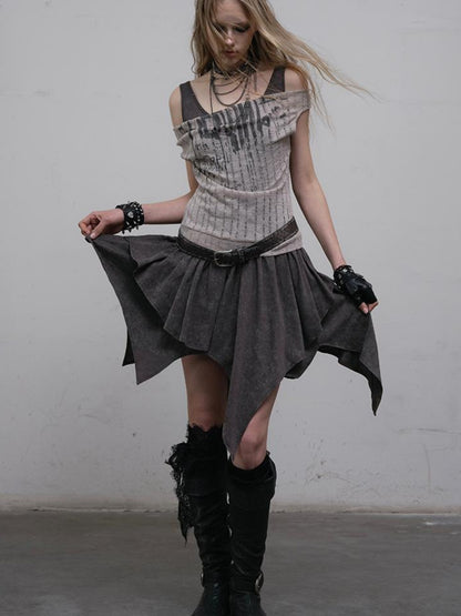 Post-Apocalyptic Punk Patchwork Asymmetrical Dress