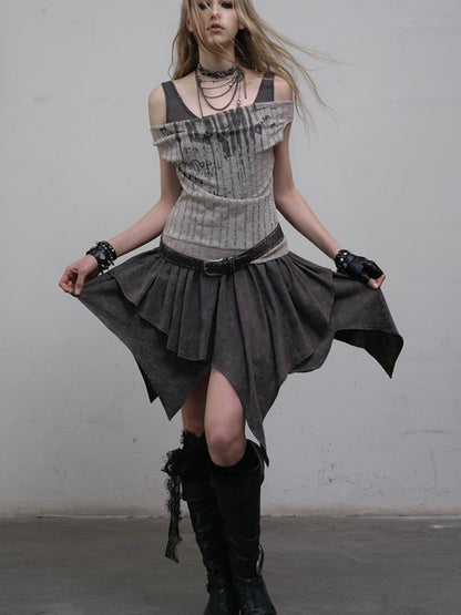 Post-Apocalyptic Punk Patchwork Asymmetrical Dress