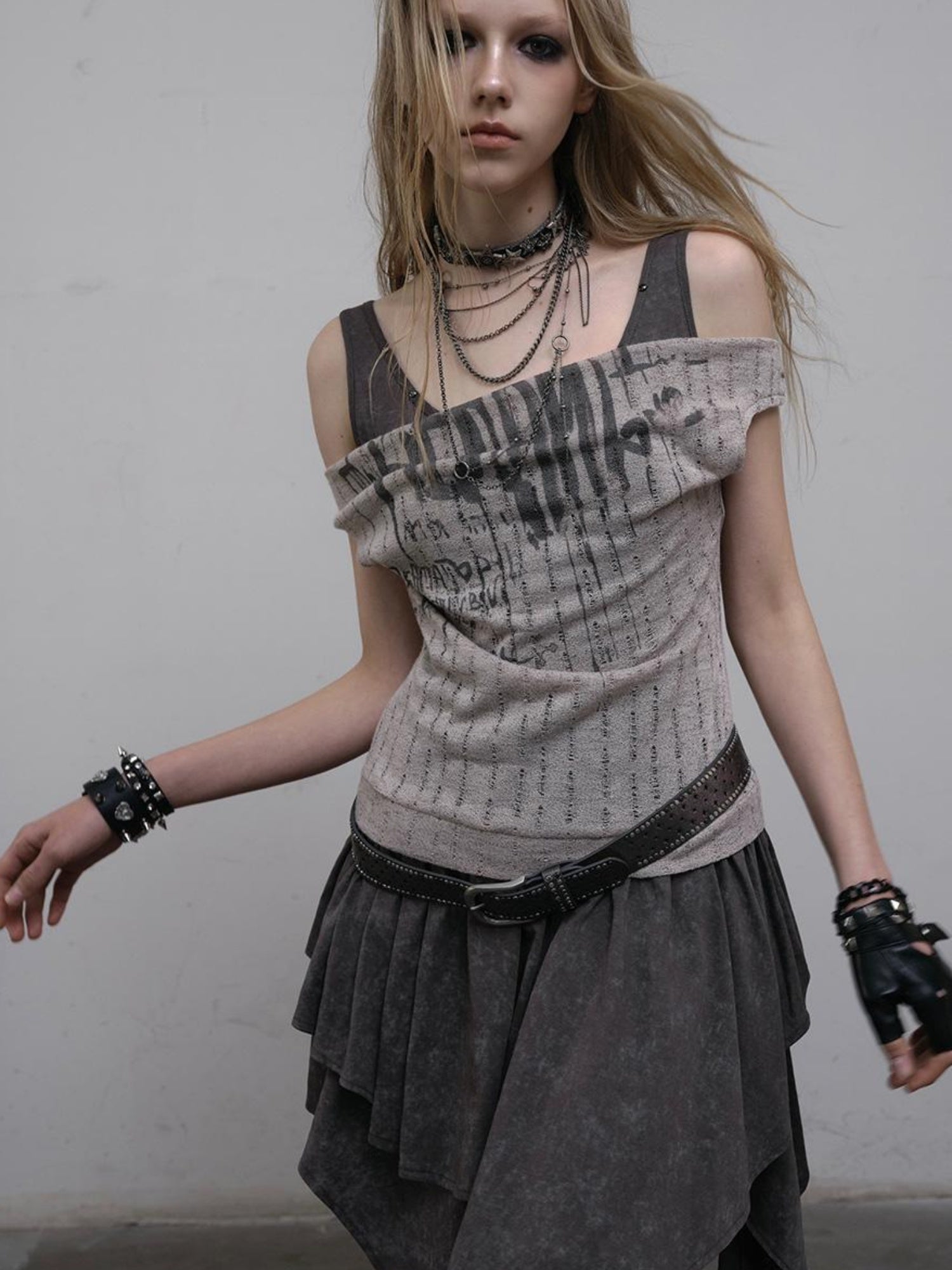 Post-Apocalyptic Punk Patchwork Asymmetrical Dress