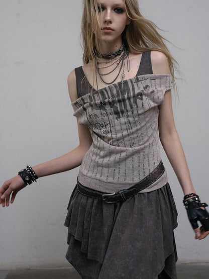 Post-Apocalyptic Punk Patchwork Asymmetrical Dress