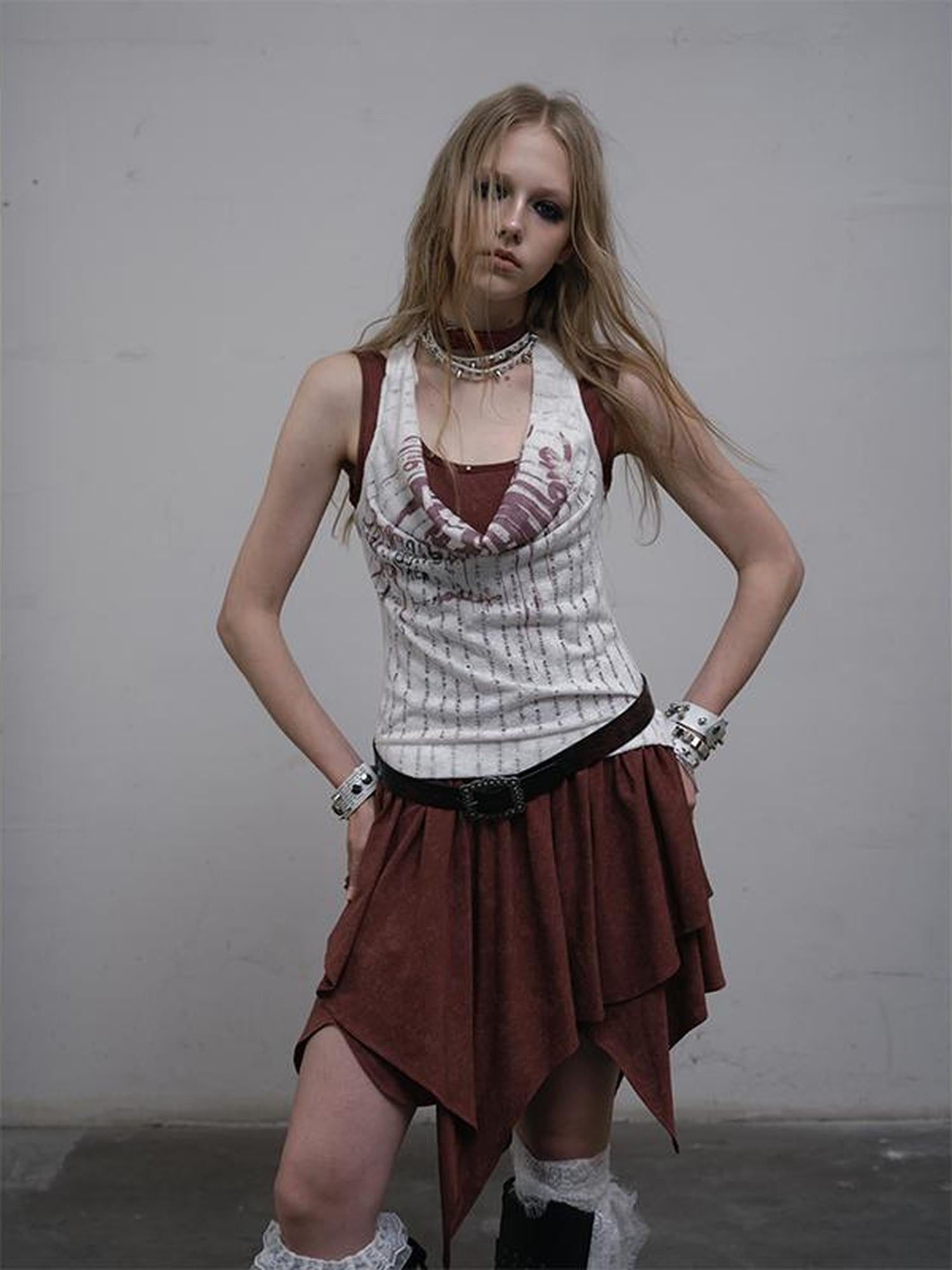 Post-Apocalyptic Punk Patchwork Asymmetrical Dress