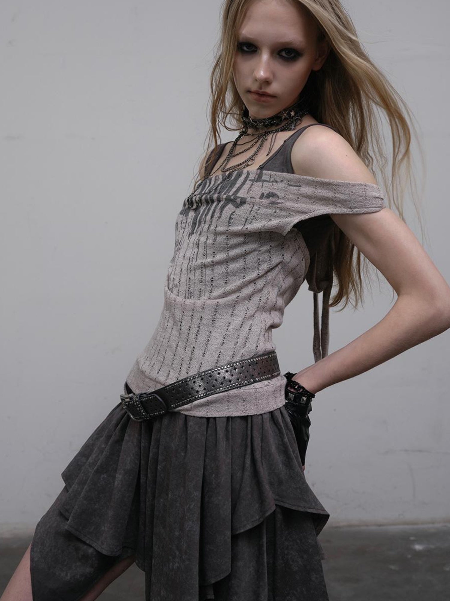 Post-Apocalyptic Punk Patchwork Asymmetrical Dress