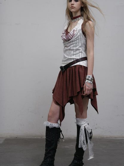 Post-Apocalyptic Punk Patchwork Asymmetrical Dress