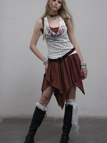 Post-Apocalyptic Punk Patchwork Asymmetrical Dress