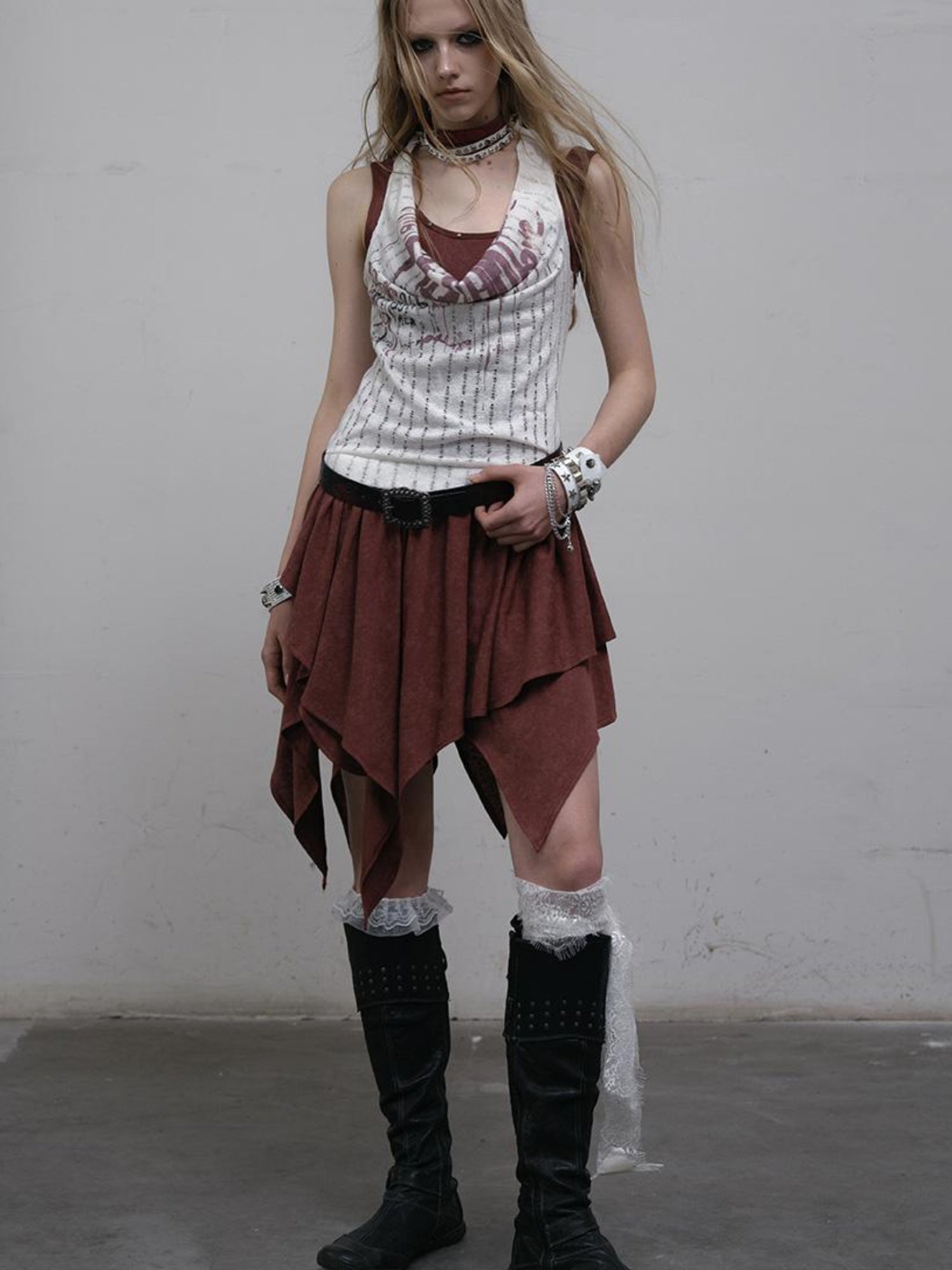 Post-Apocalyptic Punk Patchwork Asymmetrical Dress