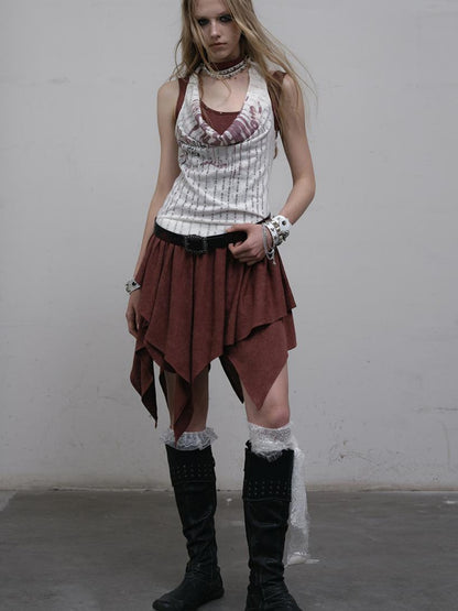 Post-Apocalyptic Punk Patchwork Asymmetrical Dress
