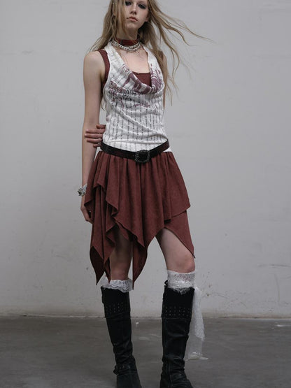 Post-Apocalyptic Punk Patchwork Asymmetrical Dress