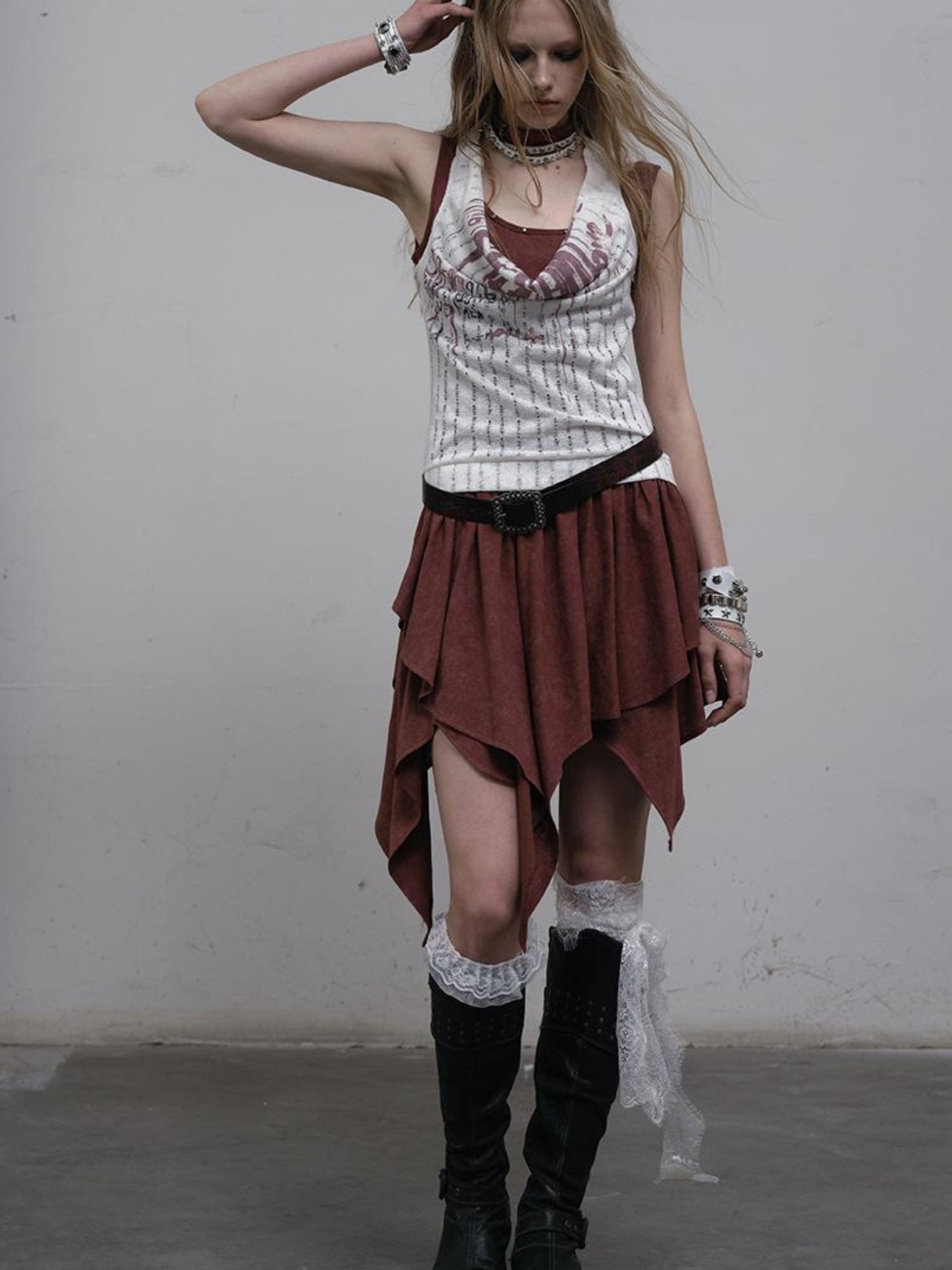 Post-Apocalyptic Punk Patchwork Asymmetrical Dress