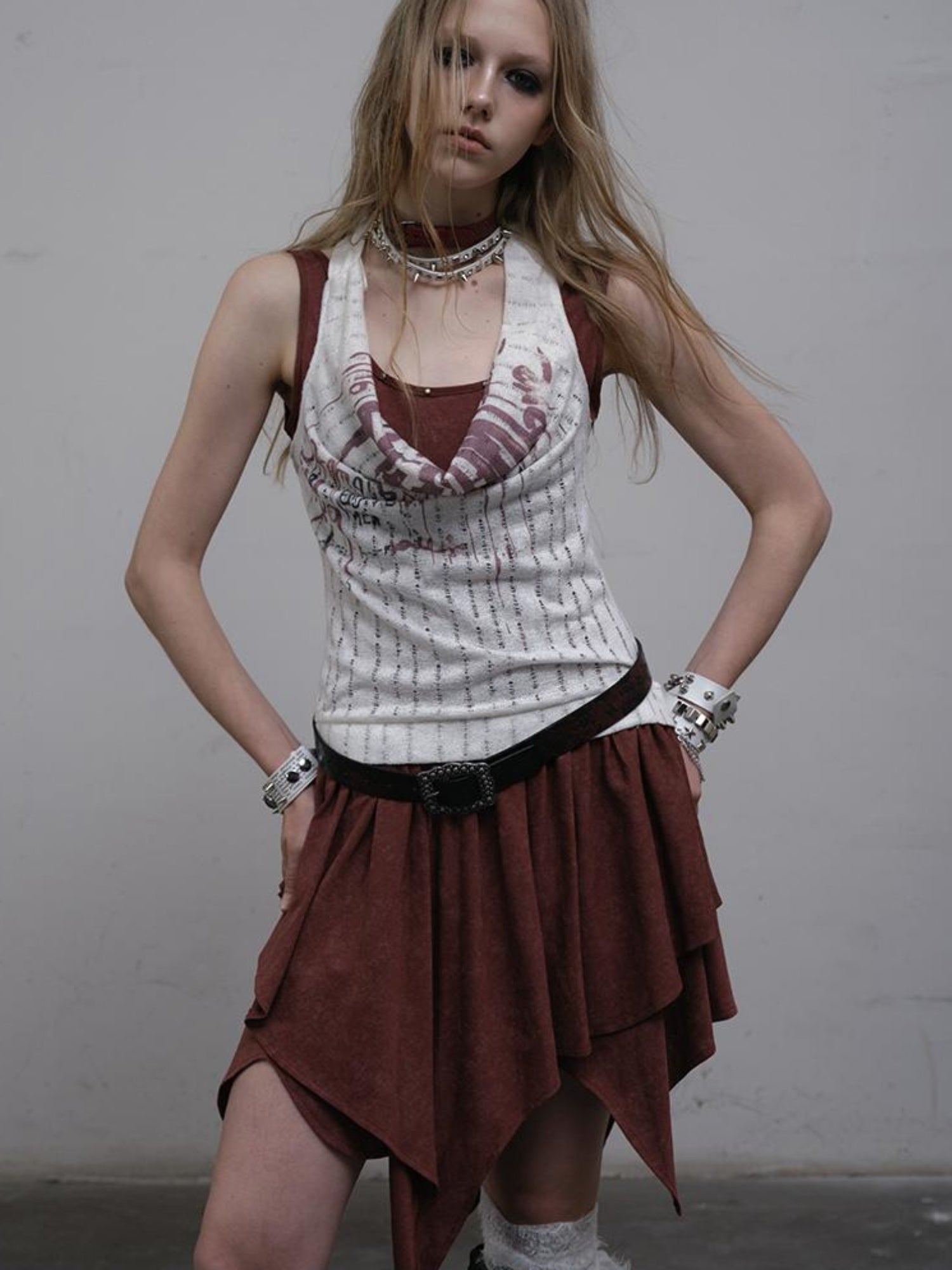 Post-Apocalyptic Punk Patchwork Asymmetrical Dress