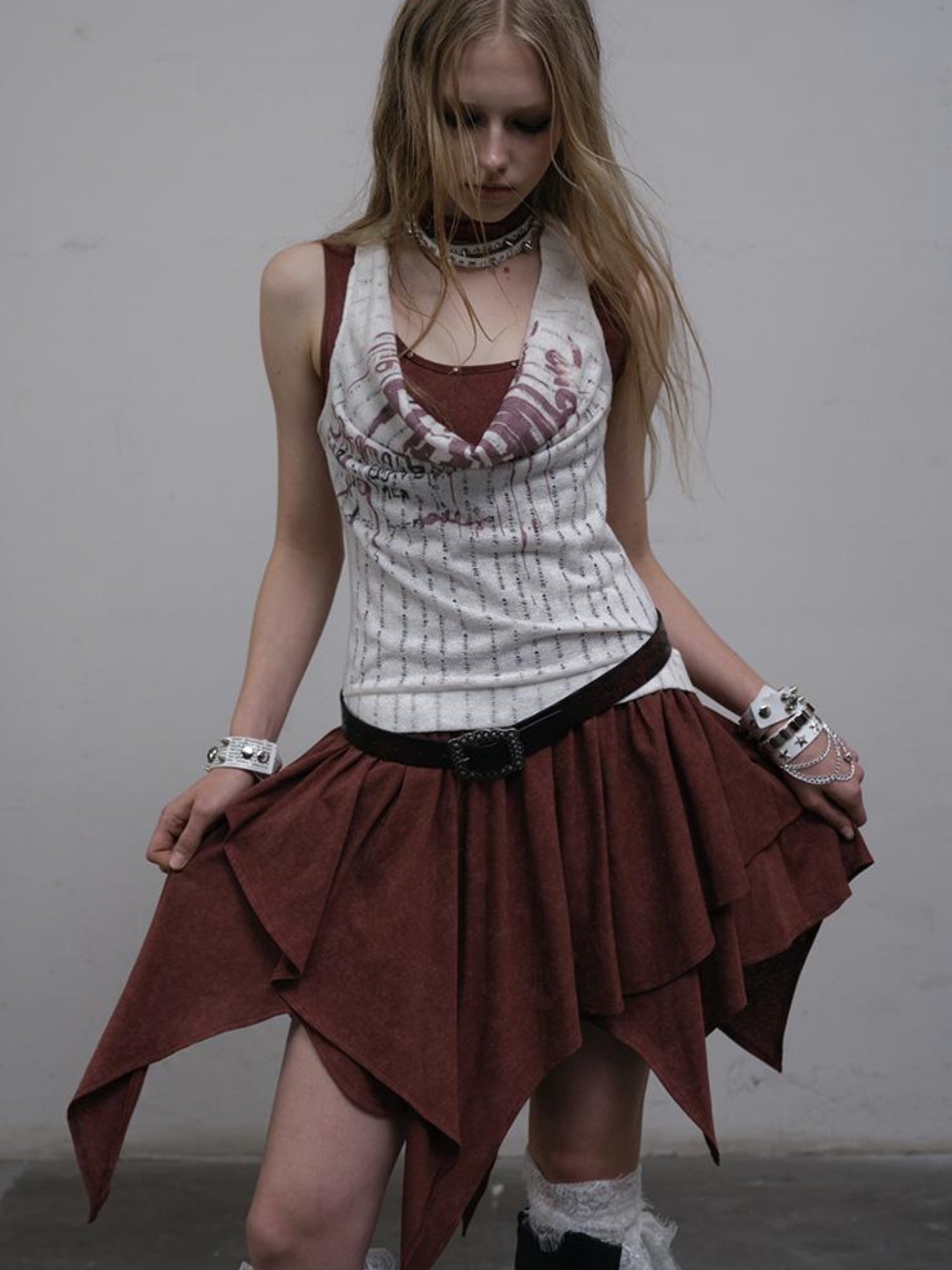 Post-Apocalyptic Punk Patchwork Asymmetrical Dress