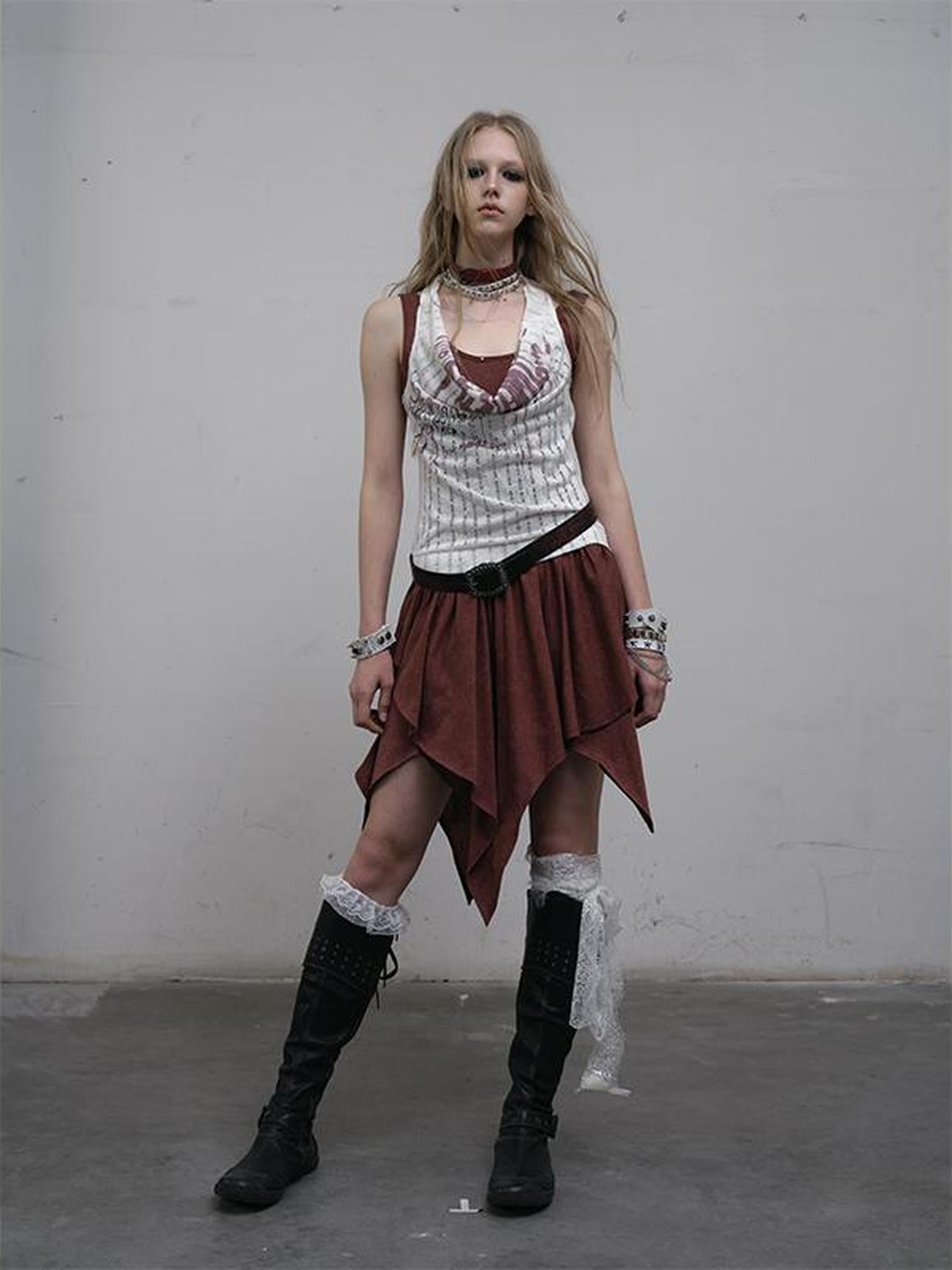 Post-Apocalyptic Punk Patchwork Asymmetrical Dress