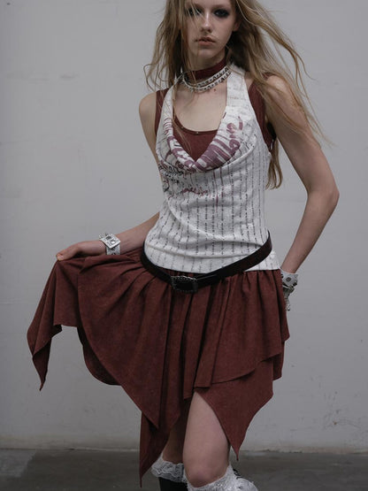Post-Apocalyptic Punk Patchwork Asymmetrical Dress