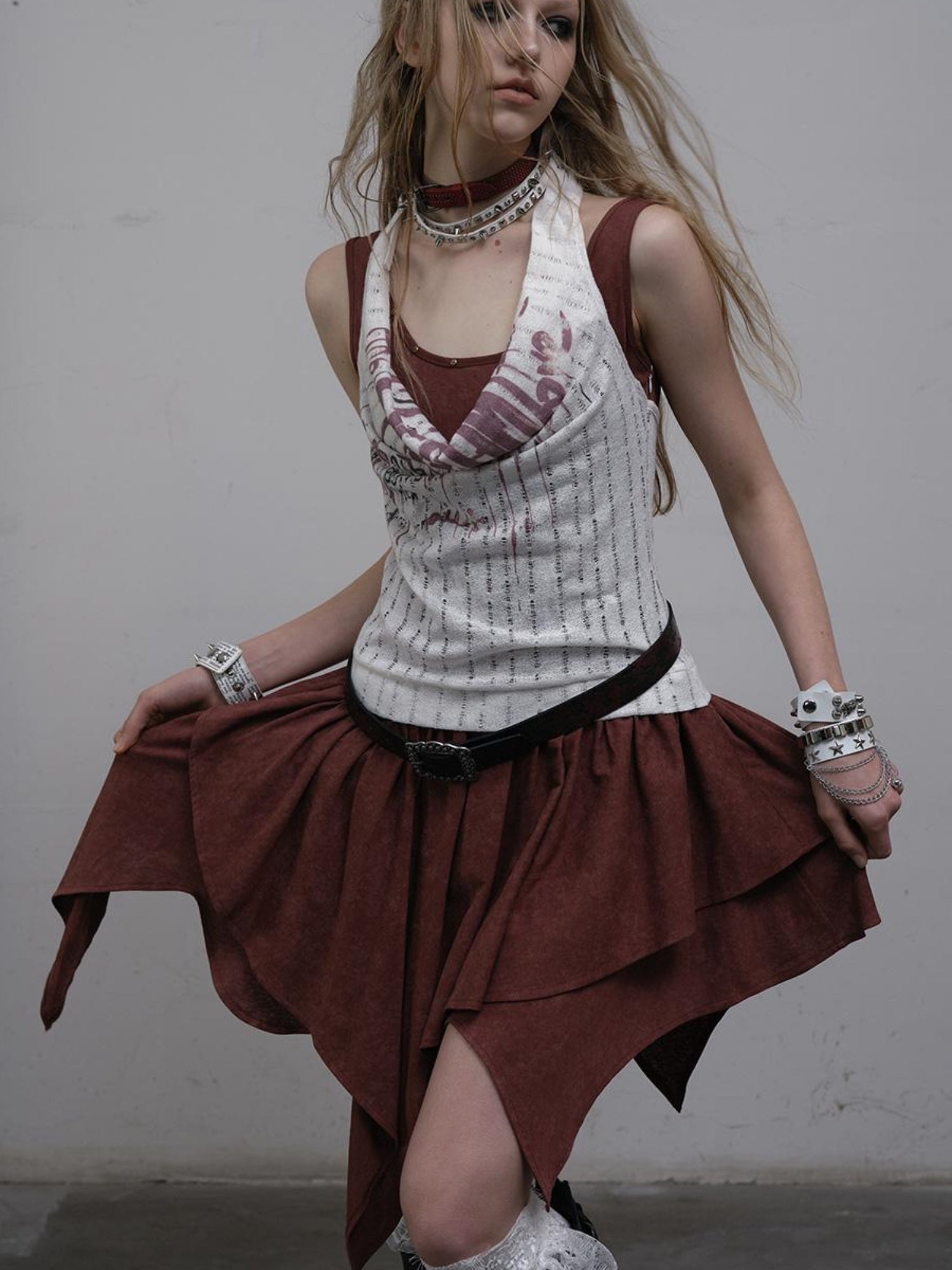Post-Apocalyptic Punk Patchwork Asymmetrical Dress