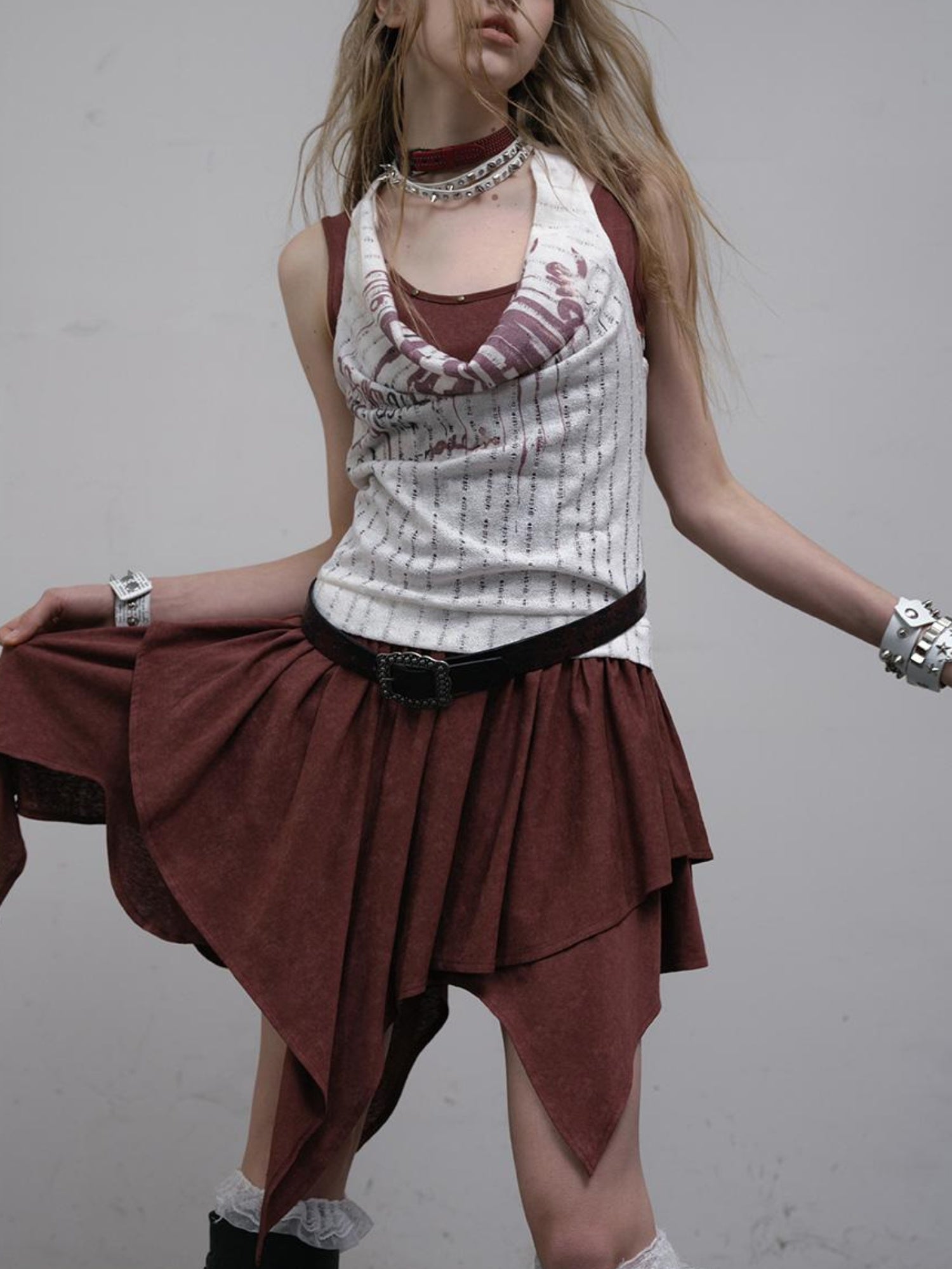 Post-Apocalyptic Punk Patchwork Asymmetrical Dress