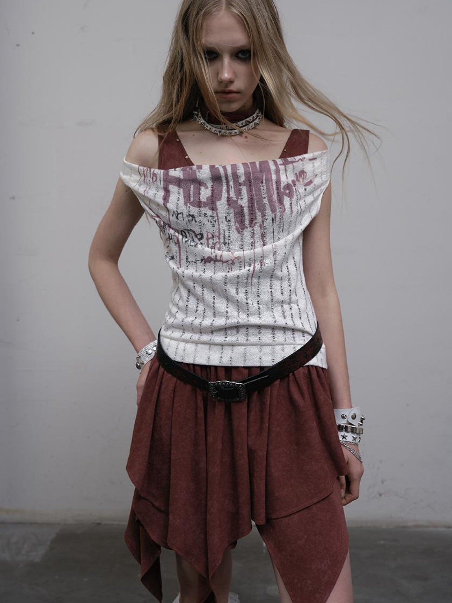 Post-Apocalyptic Punk Patchwork Asymmetrical Dress