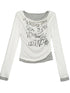Graffiti Poetry Layered Collar Striped Knit Top
