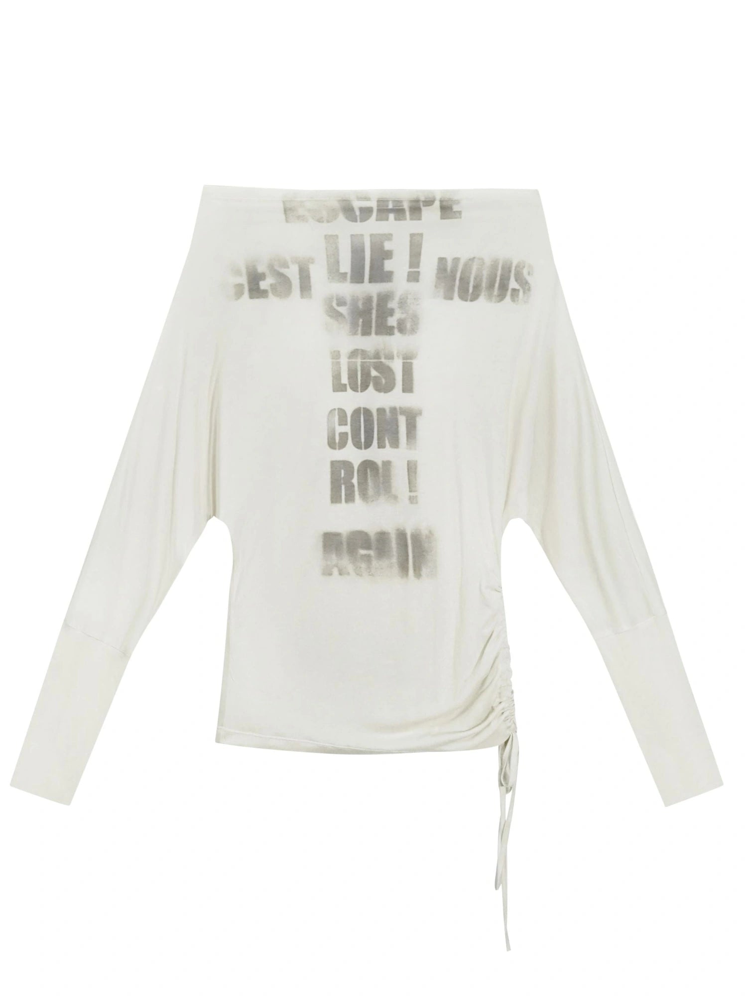 Cross Print Rayon Batwing Long Sleeve Tee