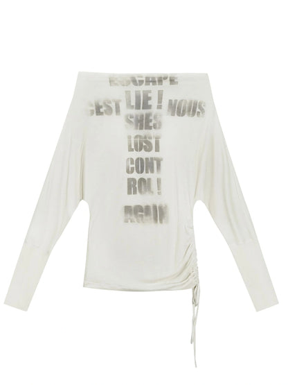 Cross Print Rayon Batwing Long Sleeve Tee