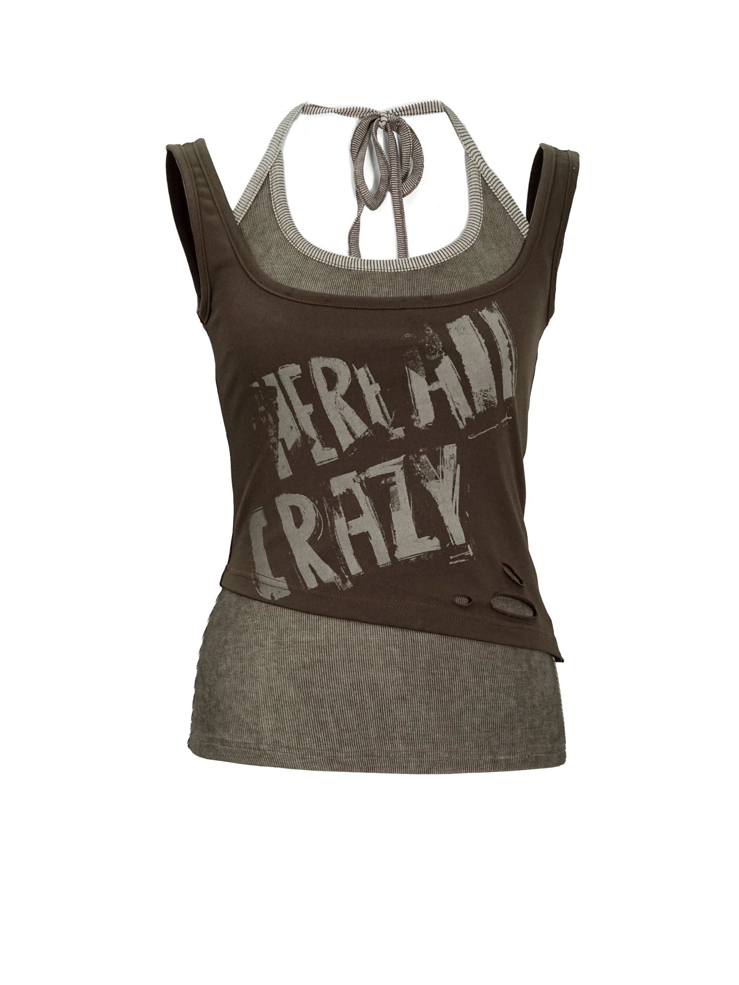 Two Piece Stacked Print Slim Tank Top