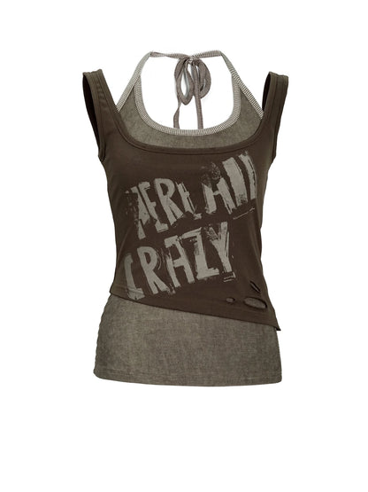 Two Piece Stacked Print Slim Tank Top