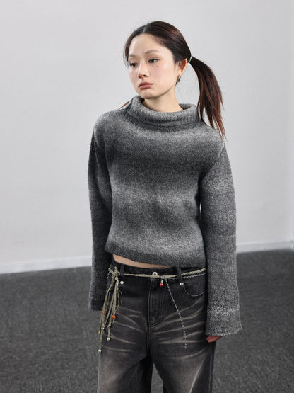 Achihara Autumn Gradient Wool High-Neck Knit Sweater