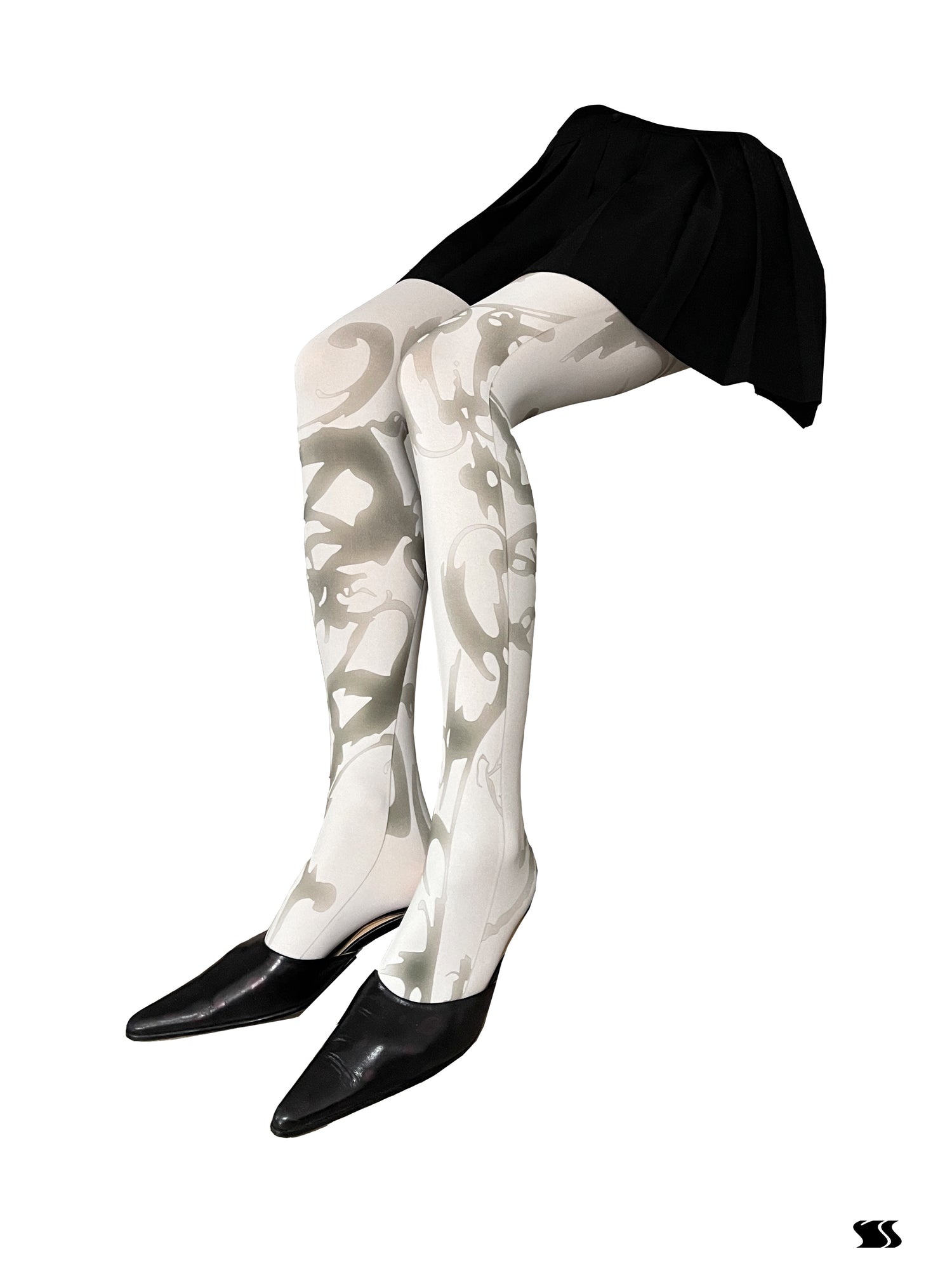 YOSHUYUKI Print Tights With Contrast Crotch Design