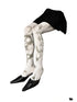 Print Tights With Contrast Crotch Design