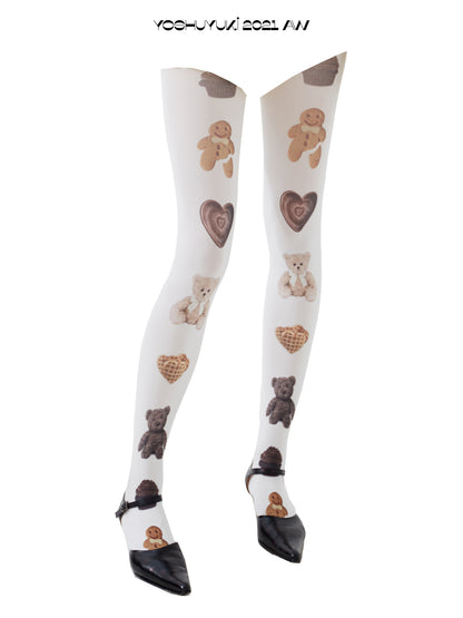 YOSHUYUKI Sexy Colorful Print Opaque Tights 120d All Over Pattern