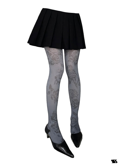 YOSHUYUKI Print Tights With Contrast Crotch Design